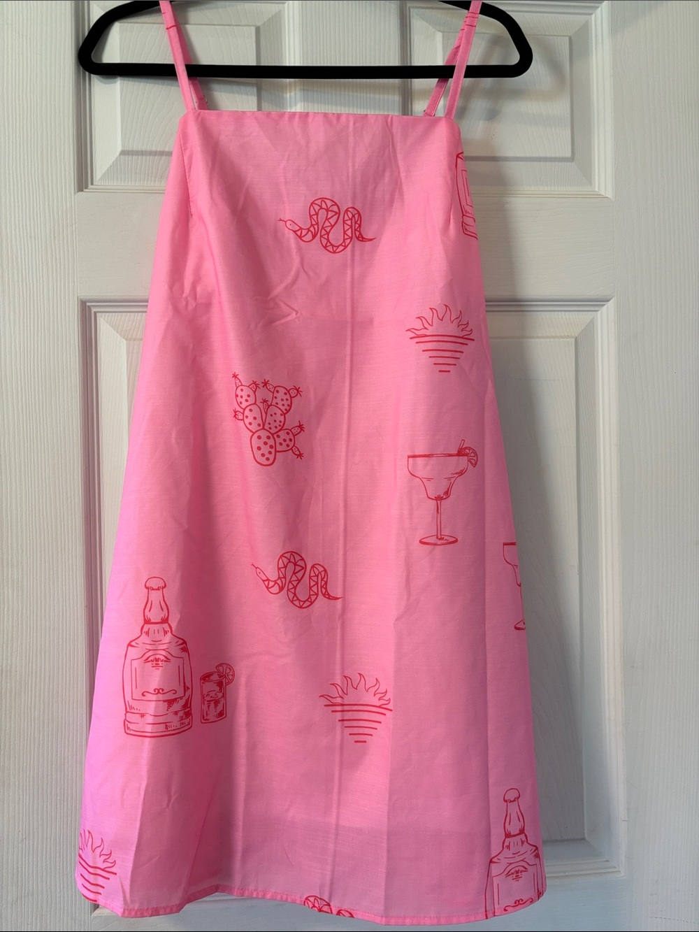 Amazon Pink Mini Slip Dress with Red Motif Prints